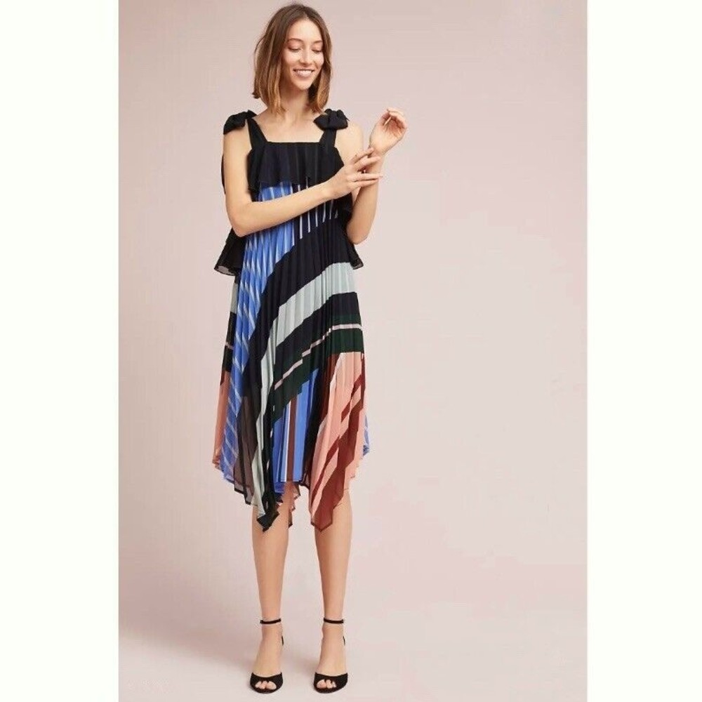 Anthropologie Delfi Collective Lola Dress Size Medium Pleated Ruffle Midi $458 *